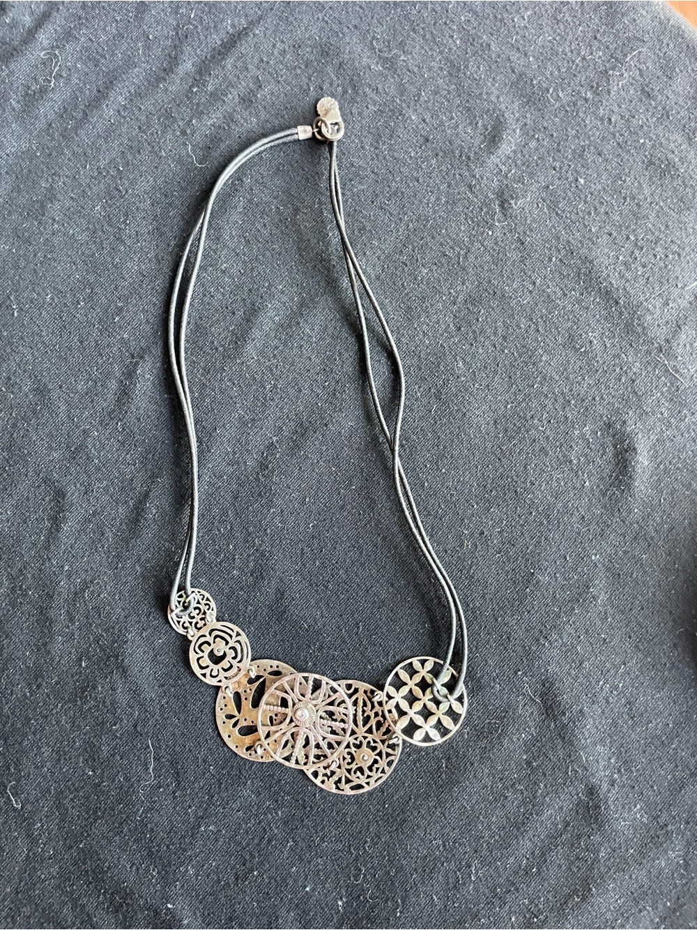 Silver Filigree Disc Necklace - Women's Jewelry